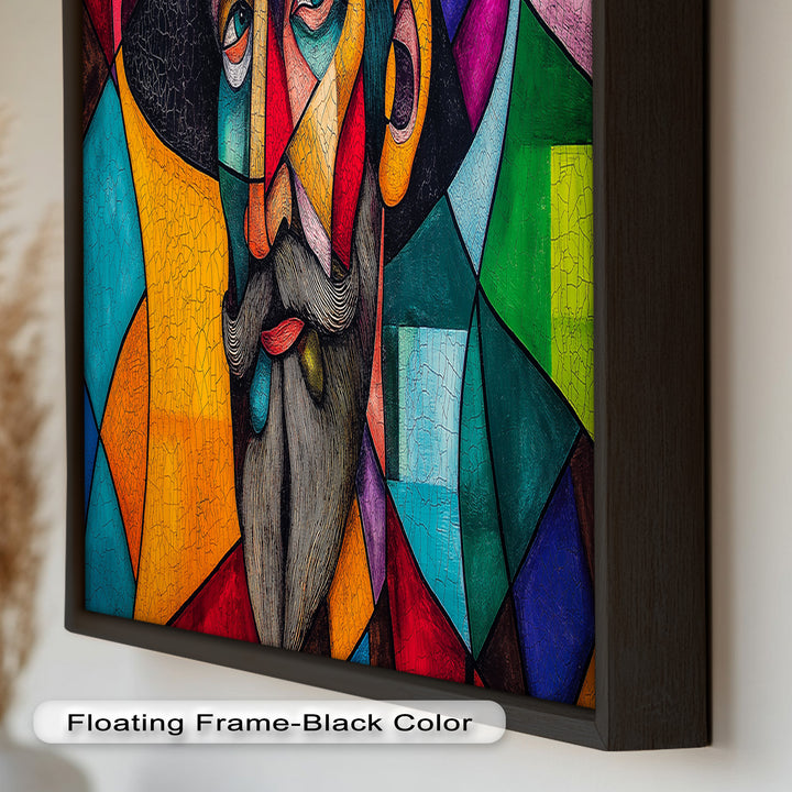 The Thinker’s Mosaic – Abstract Male Portrait Oil Painting