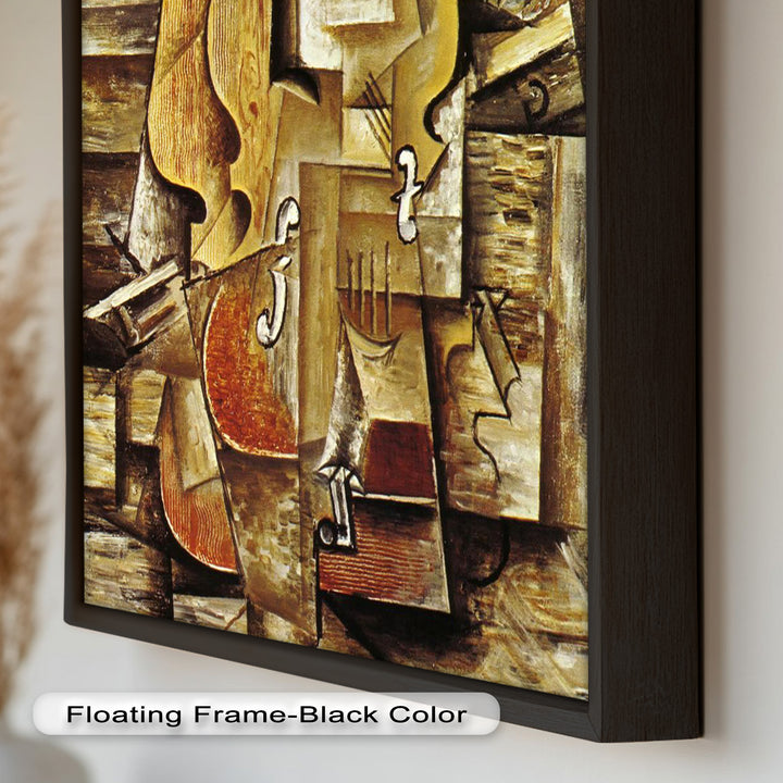 Violin & Grapes Wall Art – Cubist Still Life Oil Painting