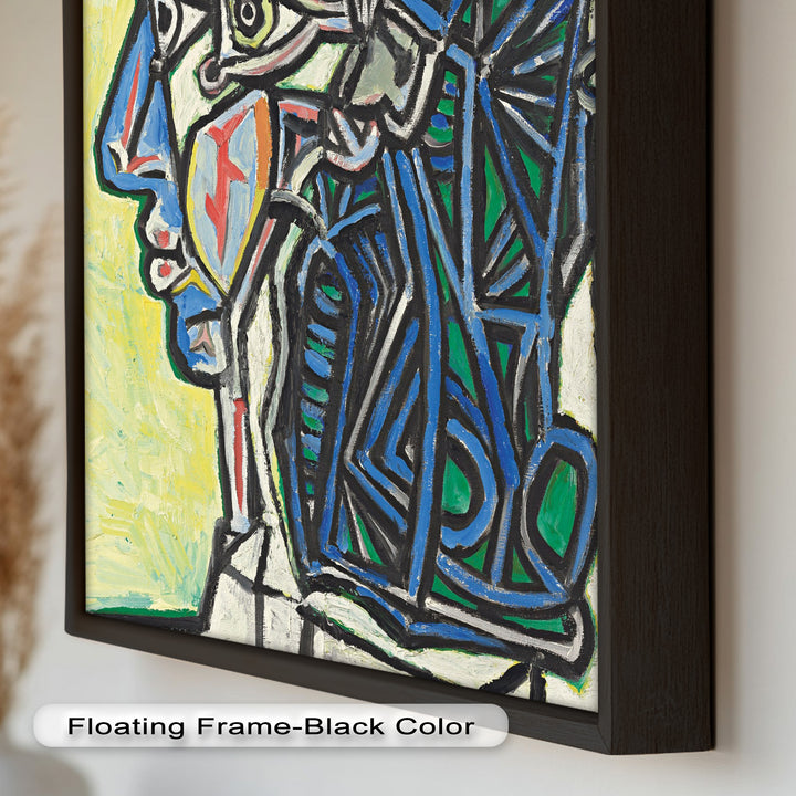 Geometric Portrait with Cyan and Emerald Tones - Picasso Oil Painting