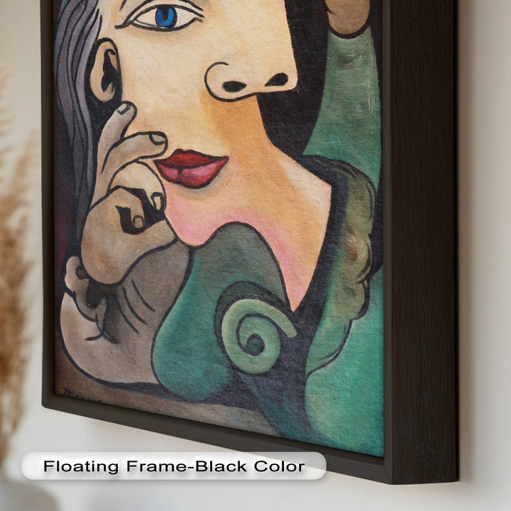 Quiet Bloom – Woman with Yellow Flower Picasso Oil Painting