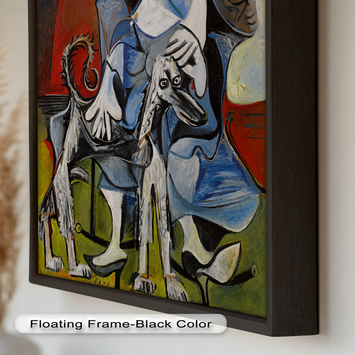 Guardian in Abstraction – Woman with Dog Cubist Oil Painting