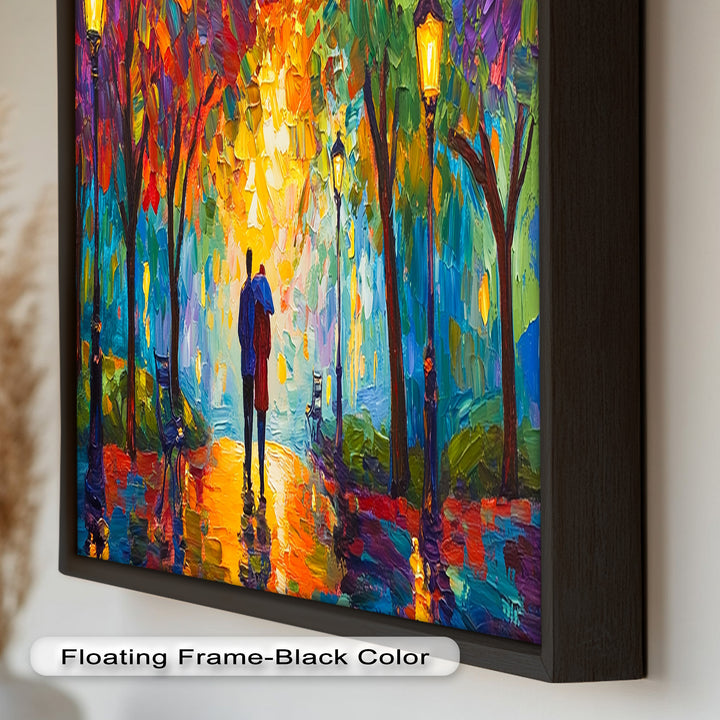 Romantic Couple Under Umbrella - Love Oil Painting