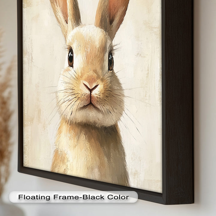 Soft-Gazed Bunny in Cream Hues - Animal Oil Painting
