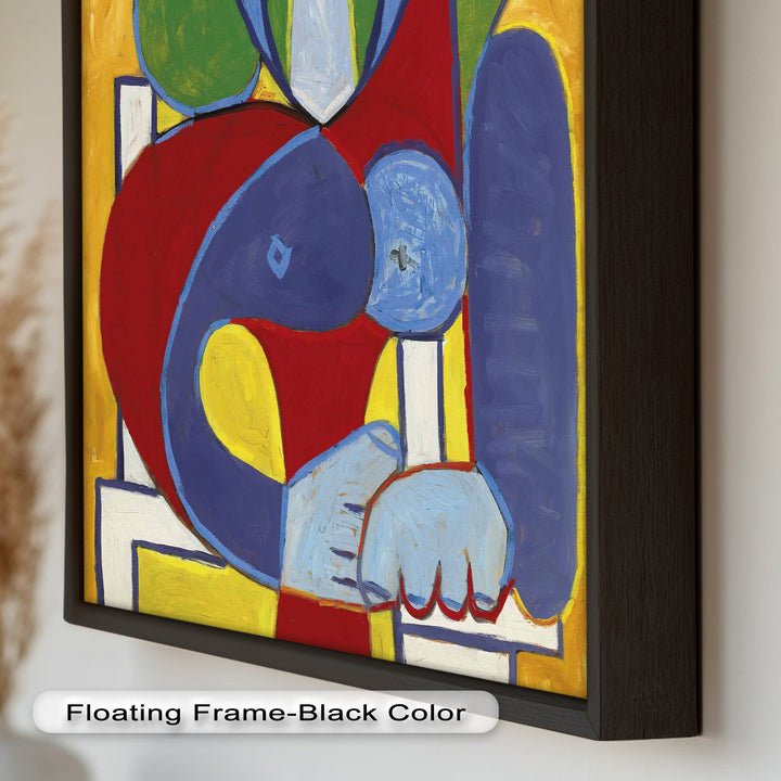 Seated in Silence – Colorful Cubist Portrait Oil Painting