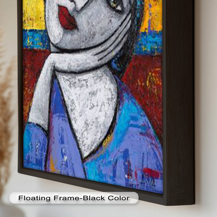 Restful Gaze – Expressionist Woman in Blue Picasso Oil Painting