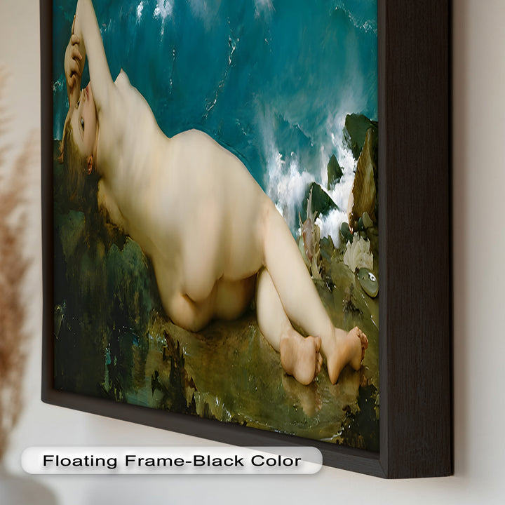 Sirensong Repose – Mythological Nude Beside the Sea Oil Painting