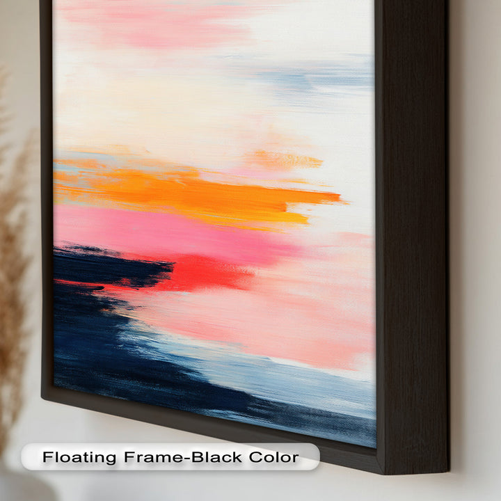 Blush Horizon – Abstraktes Ölgemälde mit Sonnenuntergangshimmel