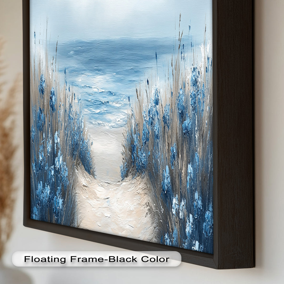 Blaue Blumenstrandlandschaft - Realismus Ölgemälde