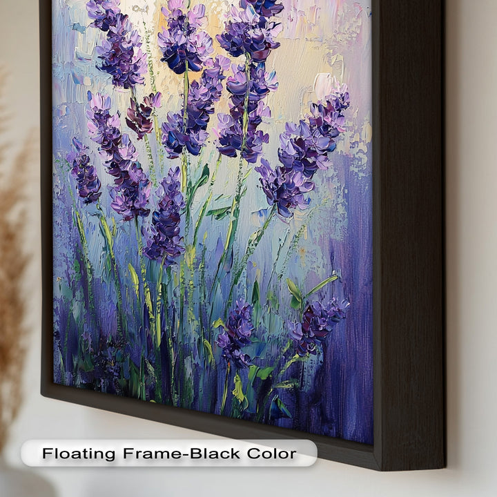 Lavender Blooms in Textured Harmony - Flower Oil Painting