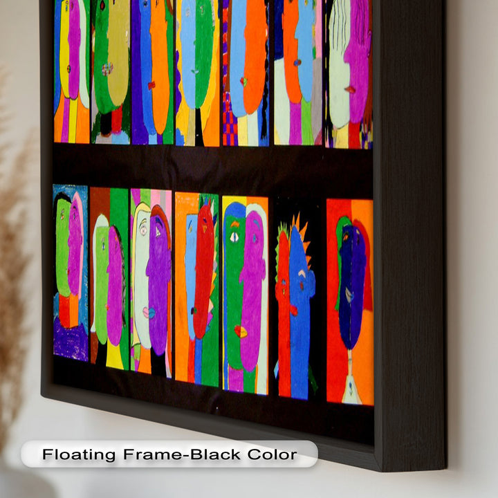 Pop Cubist Faces Wall Art – Abstract Oil Painting