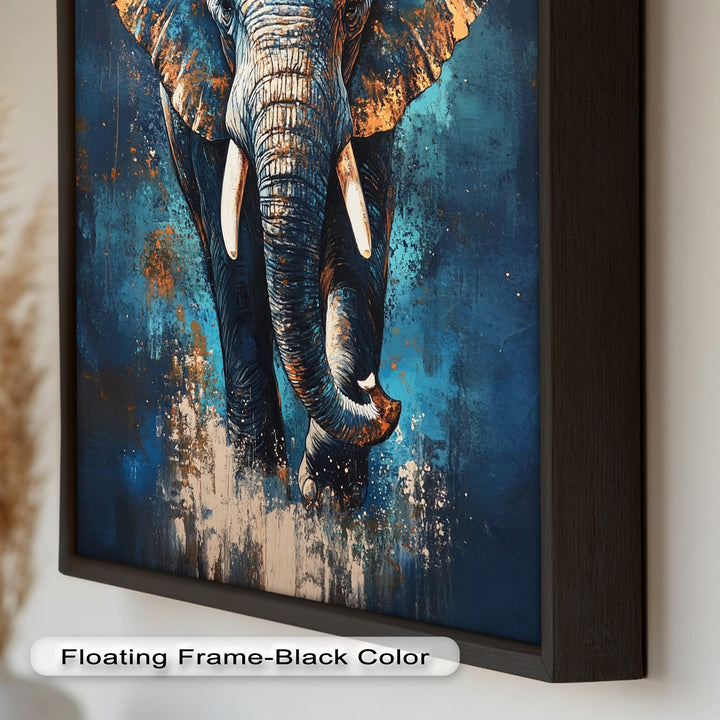 Elephant in Blue Tones - Animal Oil Painting