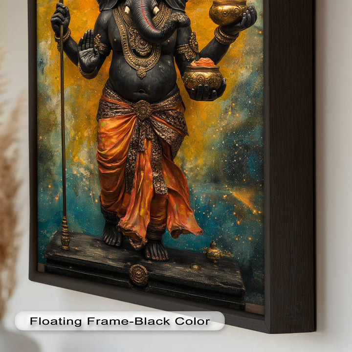 Stehende Ganesha-Wandkunst – Religiöses Ölgemälde