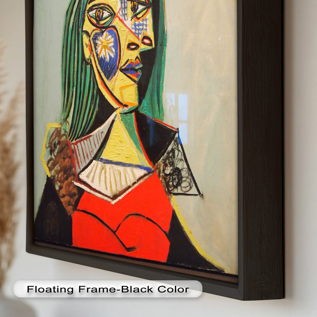 Solar Veil – Cubist Portrait of a Woman in Red Hat Oil Painting