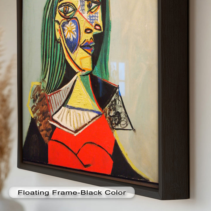 Solar Veil – Cubist Portrait of a Woman in Red Hat Oil Painting