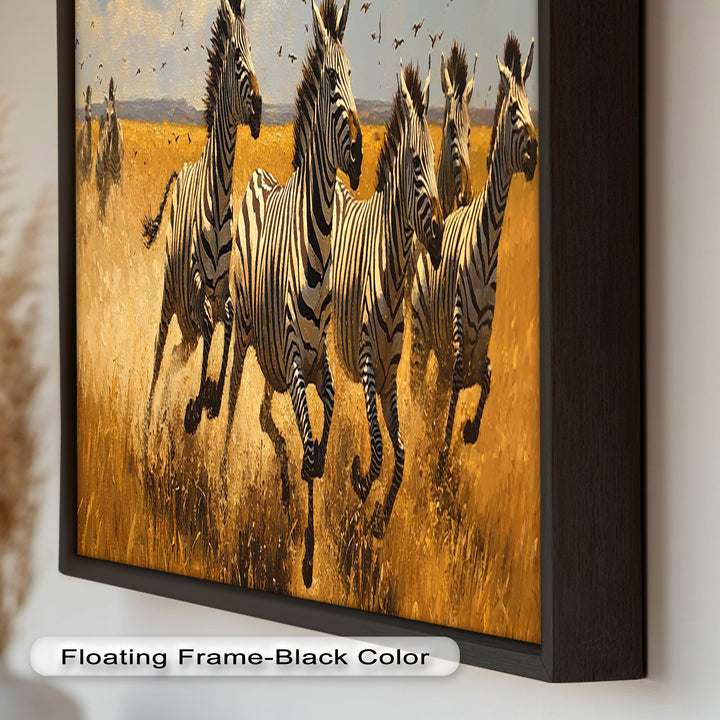 Thundering Zebra Herd – Wild Safari Oil Painting