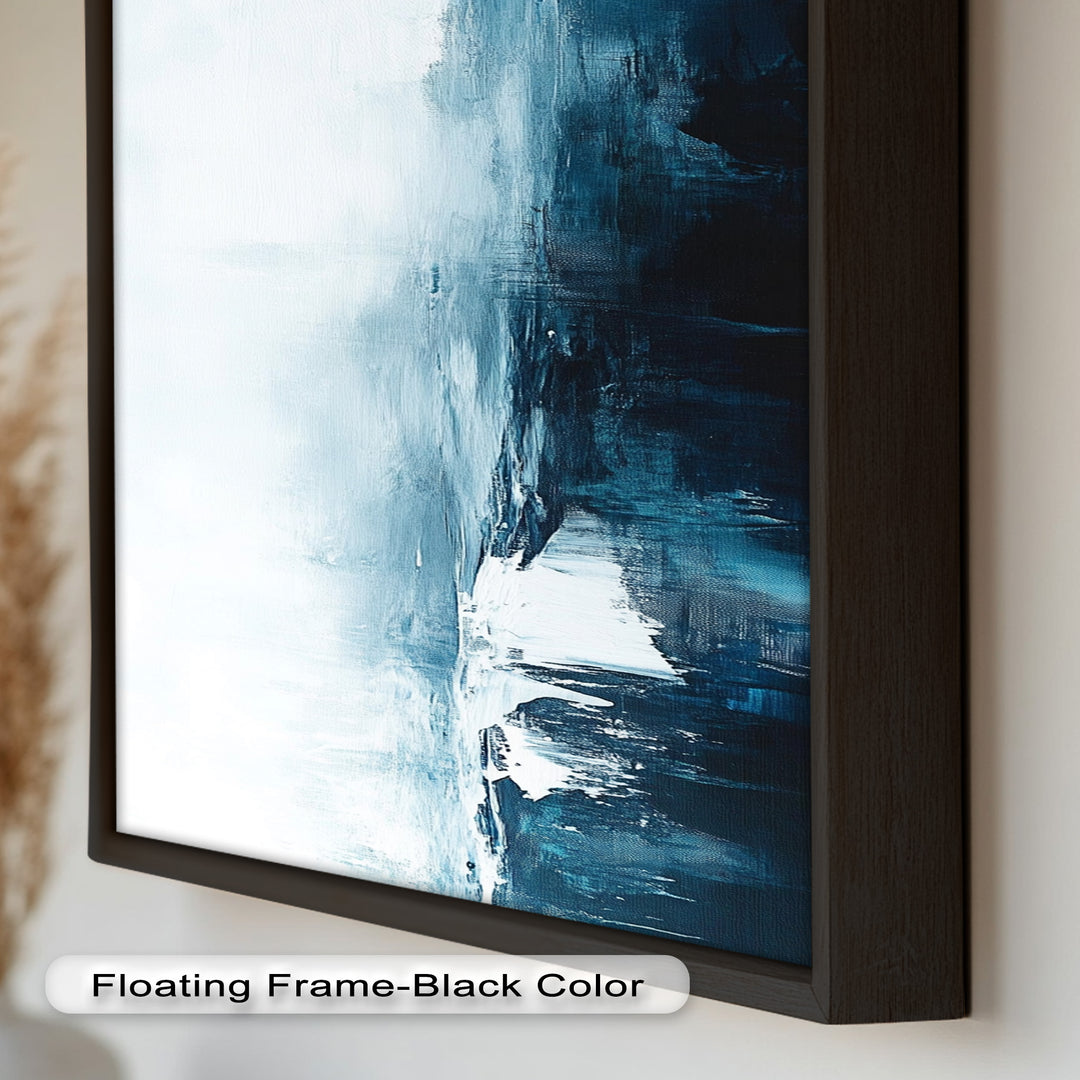 Midnight Fjord – Deep Blue Abstract Oil Painting