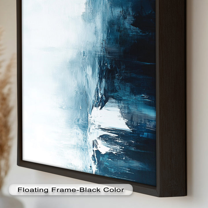 Midnight Fjord – Deep Blue Abstract Oil Painting