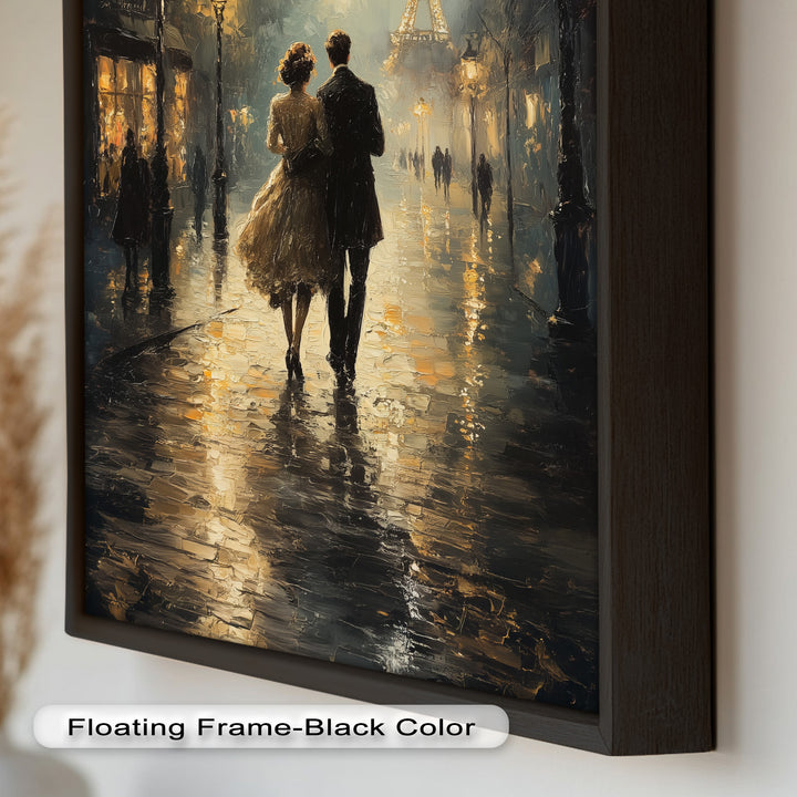 Paris Promenade – Lovers Strolling Toward the Eiffel Tower Love Oil Painting