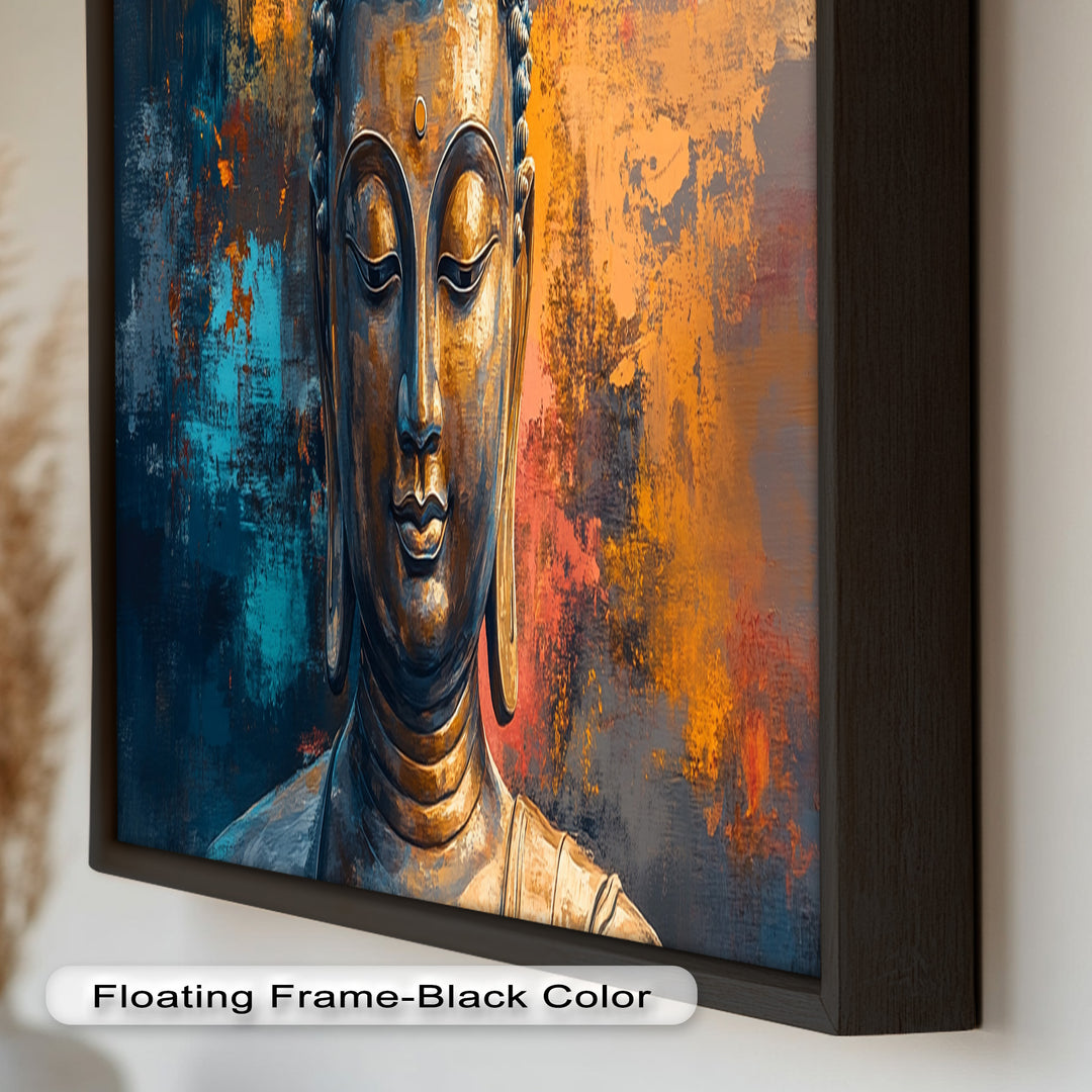 Golden Buddha Wall Art – Colorful Oil Painting