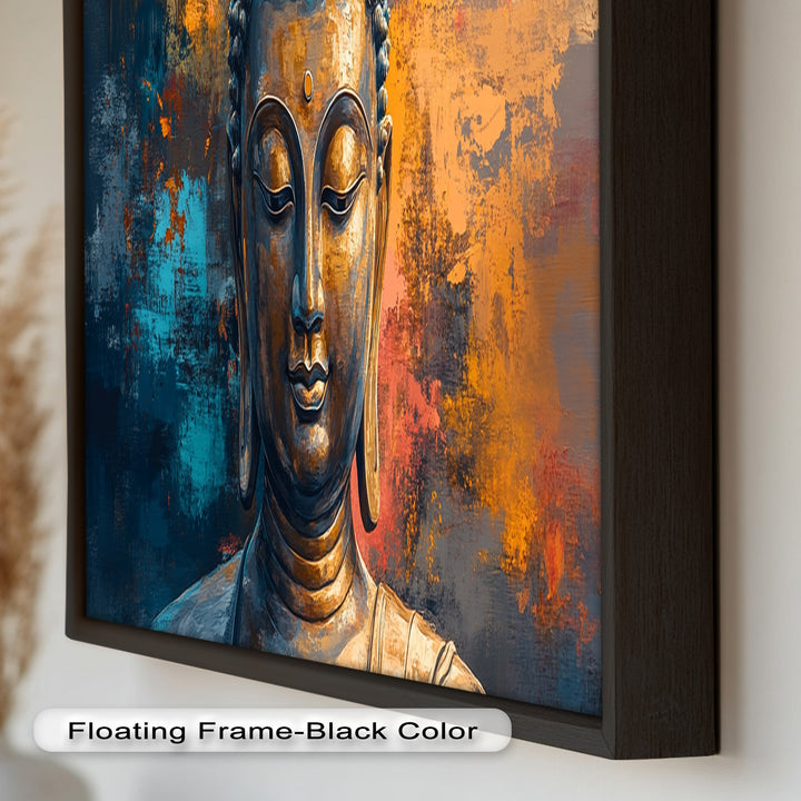 Golden Buddha Wall Art – Colorful Oil Painting