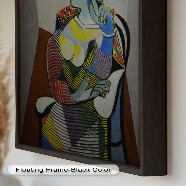 Striped Thoughts – Colorful Woman in Hat Picasso Oil Painting