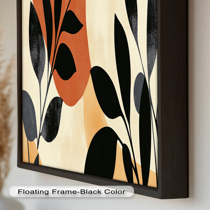 Earth-Tone Botanical Silhouette – Modern Boho Oil Painting
