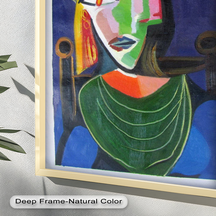 Jade and Indigo Muse – Abstract Woman Picasso Oil Painting