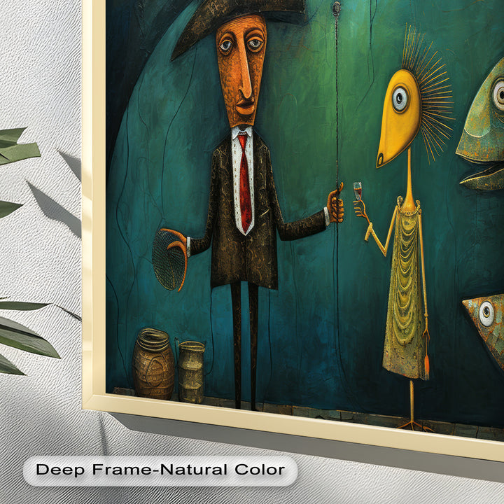 Underwater Toast – Whimsical Surrealist Picasso Oil Painting