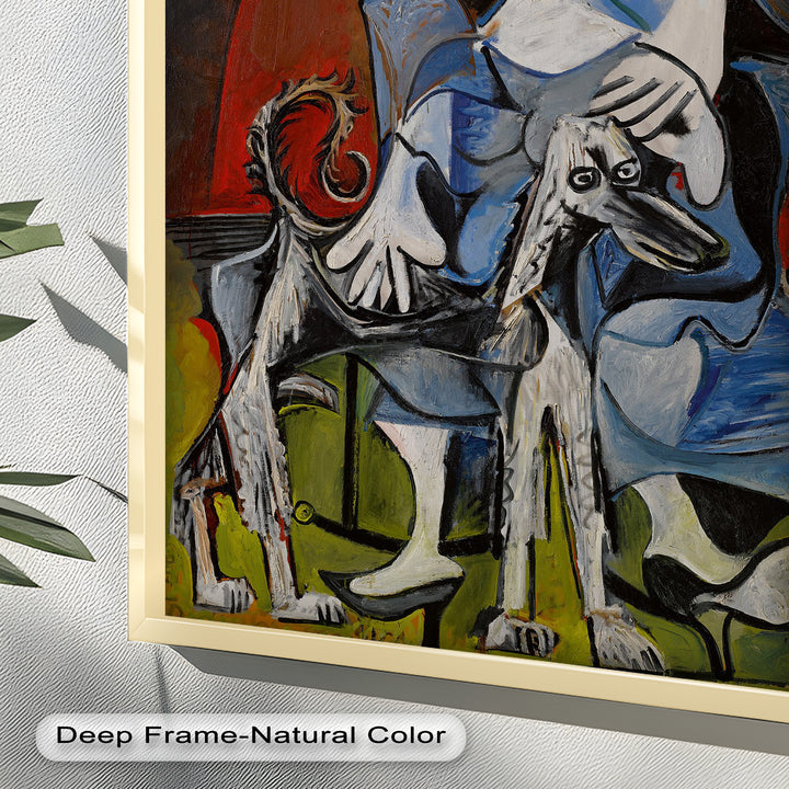 Guardian in Abstraction – Woman with Dog Cubist Oil Painting