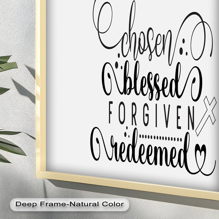 Chosen, Blessed, Forgiven, Redeemed – Bible Verse Oil Painting