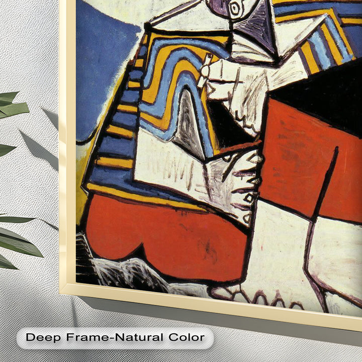 Abstract Man with Cap Wall Art – Cubist Oil Painting