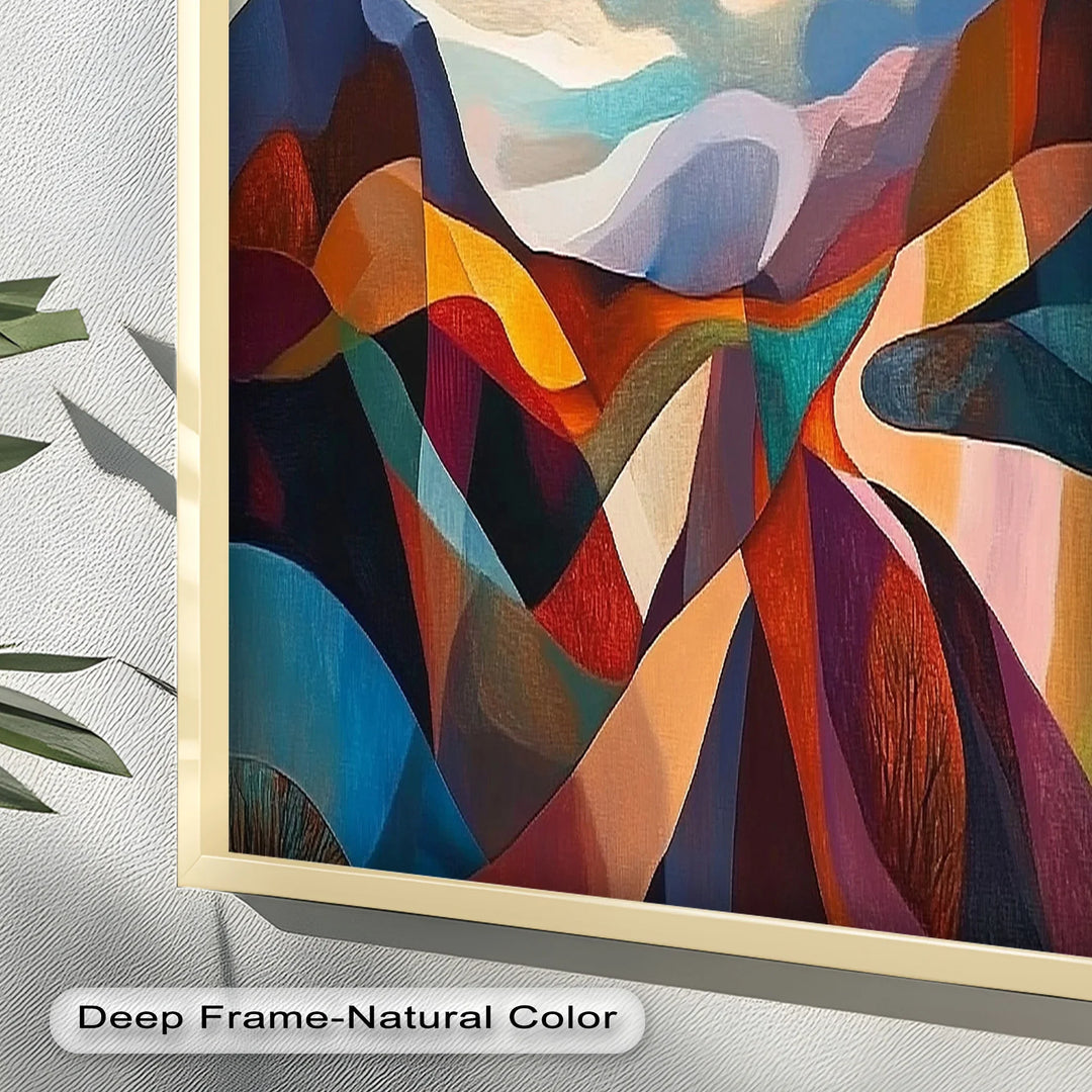 Valley of Vibrance – Geometric Landscape Abstract Oil Painting - MyPhotoStation