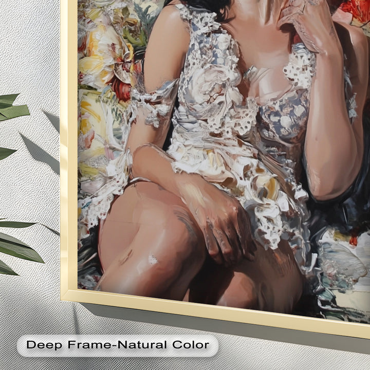 Reverie in Bloom – Zeitgenössische romantische figurative Ölmalerei