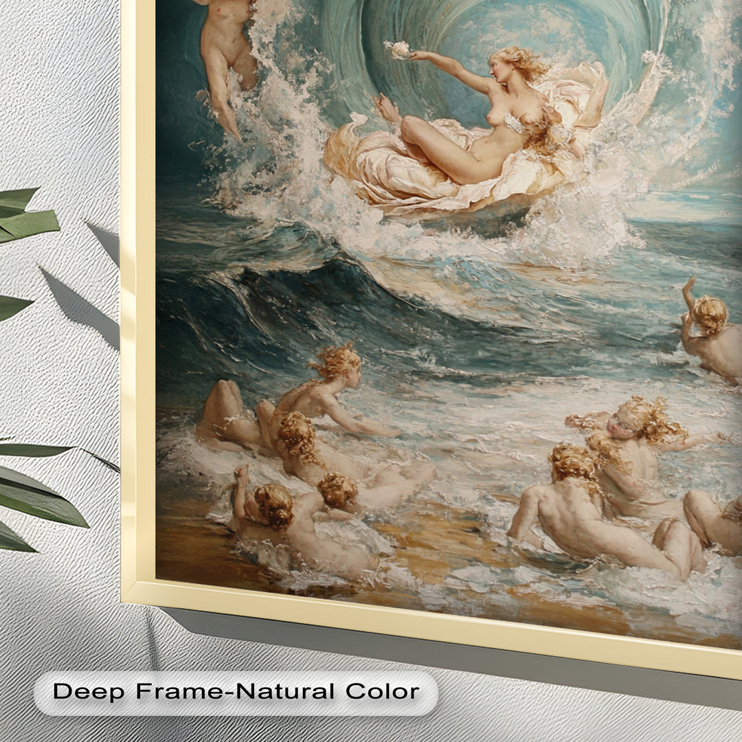 The Birth of Beauty – Mythic Seafoam and Cherubs Nude Oil Painting