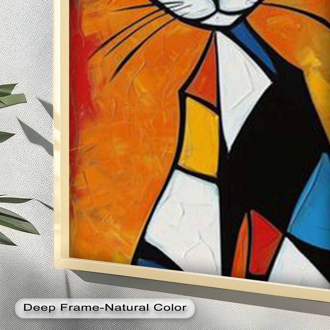 Geometric Feline – Abstract Cat Picasso Style Oil Painting