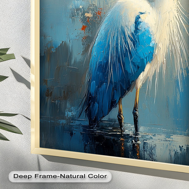 Modern Blue Heron - Animal Oil Painting