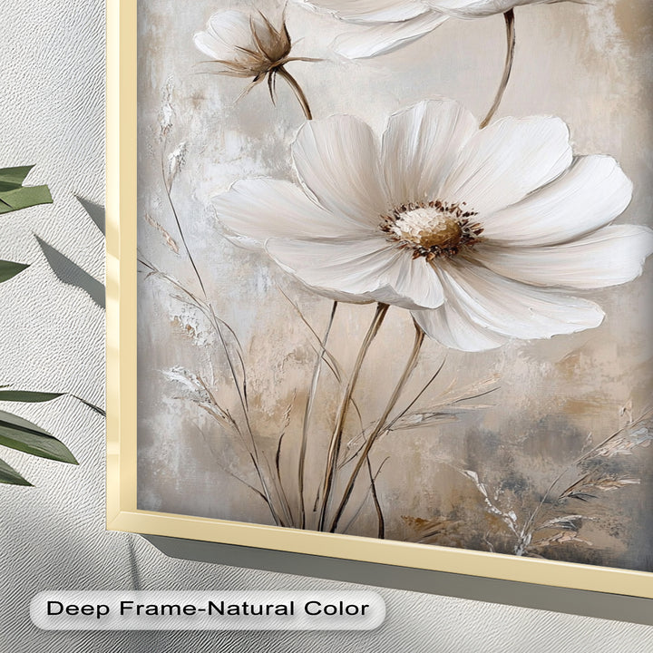 Soft Ivory Florals in Warm Neutrals - Flower Oil Painting