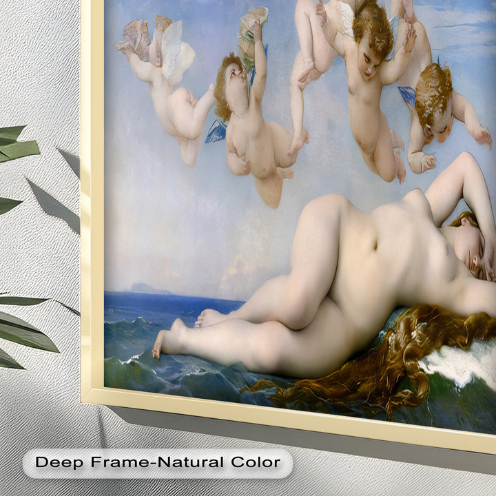 Birth of Beauty – Mythological Sea Nymph and Cherubs Oil Painting