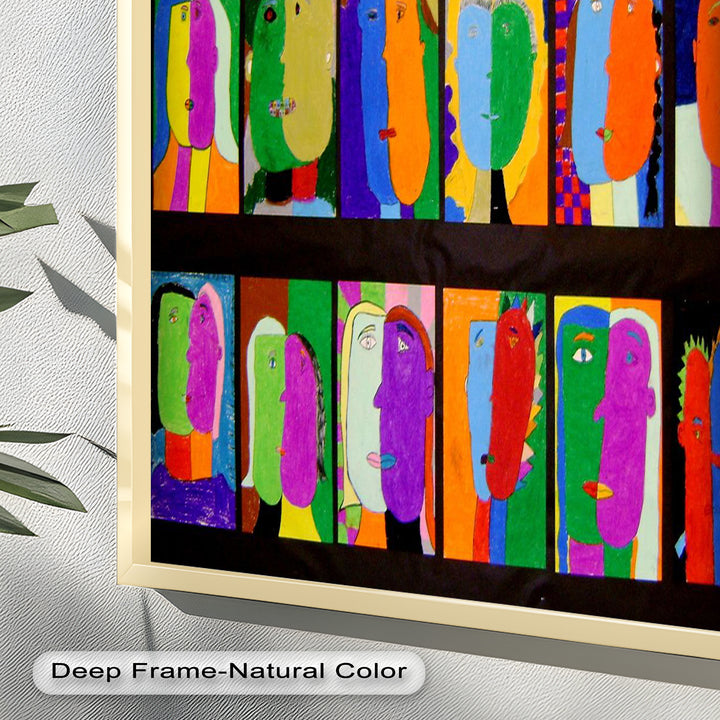 Pop Cubist Faces Wall Art – Abstract Oil Painting