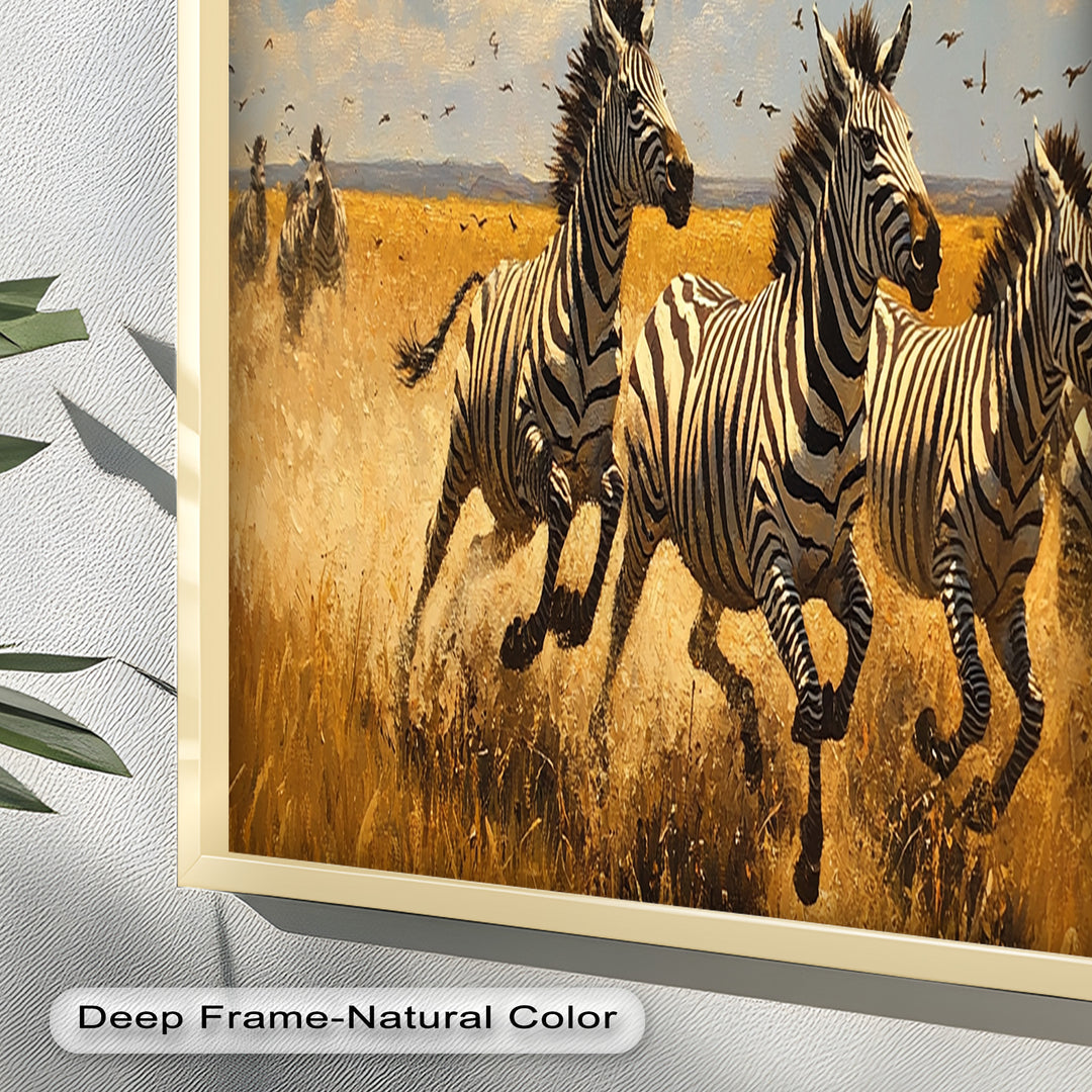 Thundering Zebra Herd – Wild Safari Oil Painting