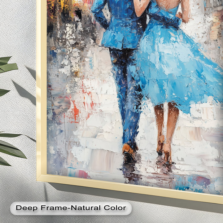 Forever in the Rain – Romantic Couple Love Oil Painting