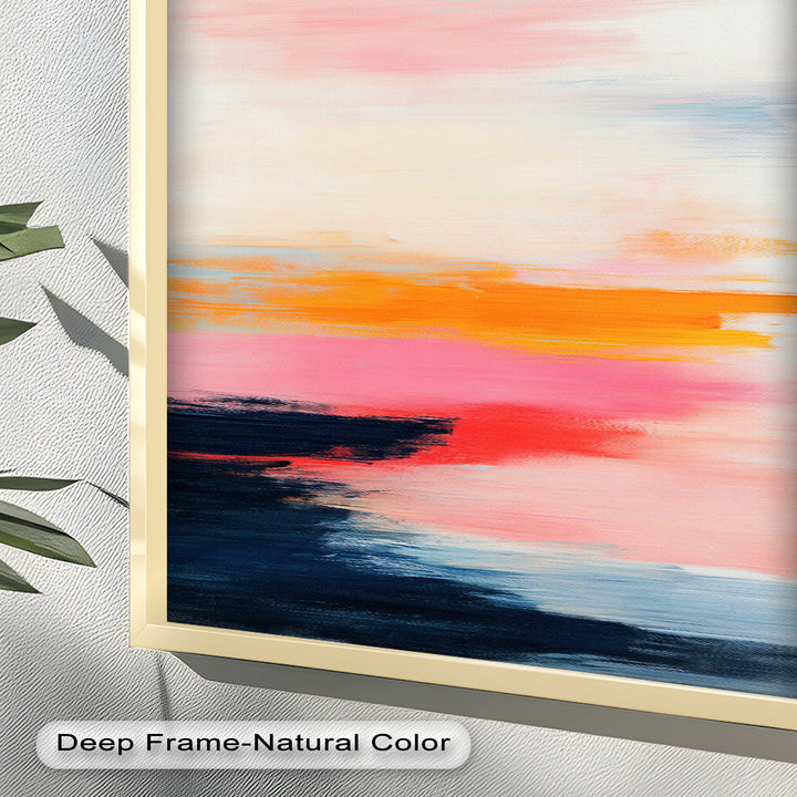 Blush Horizon – Abstraktes Ölgemälde mit Sonnenuntergangshimmel