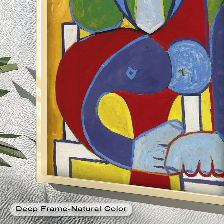 Seated in Silence – Colorful Cubist Portrait Oil Painting