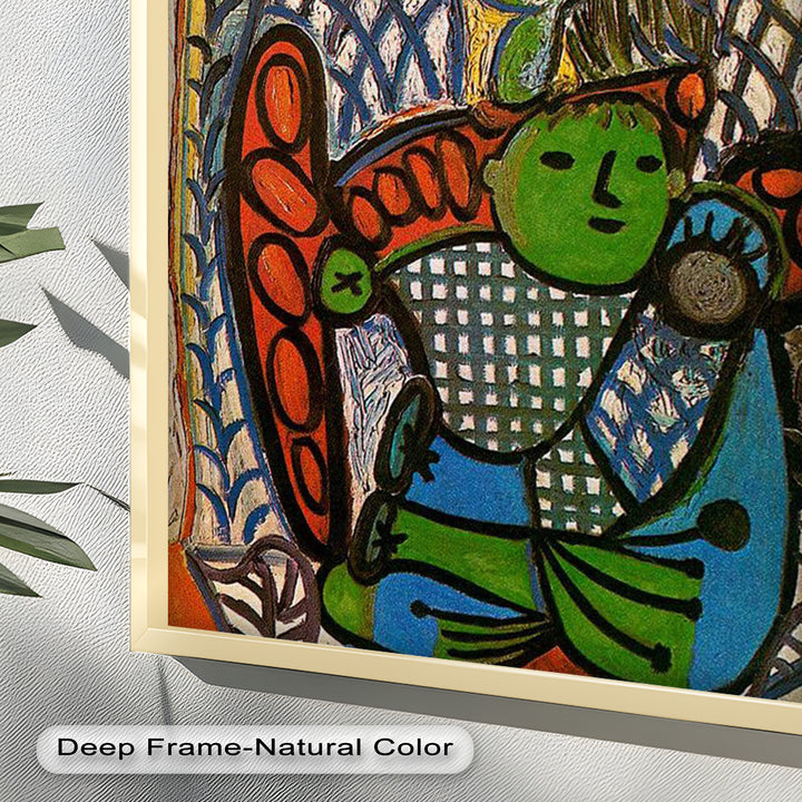 Green Embrace – Mother and Child Picasso Oil Painting
