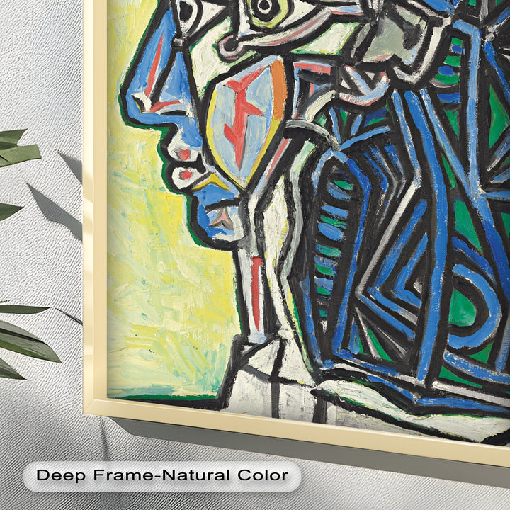 Geometric Portrait with Cyan and Emerald Tones - Picasso Oil Painting
