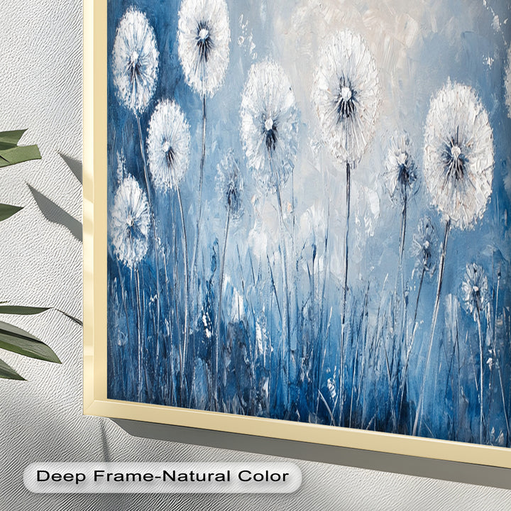 White Dandelion Field Wall Art – Floral Oil Painting