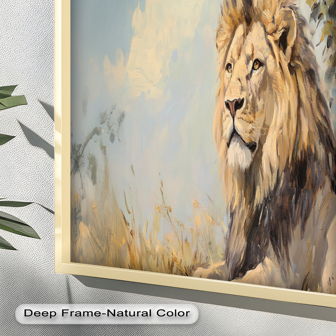 Lion Beneath African Sky - Animal Oil Painting