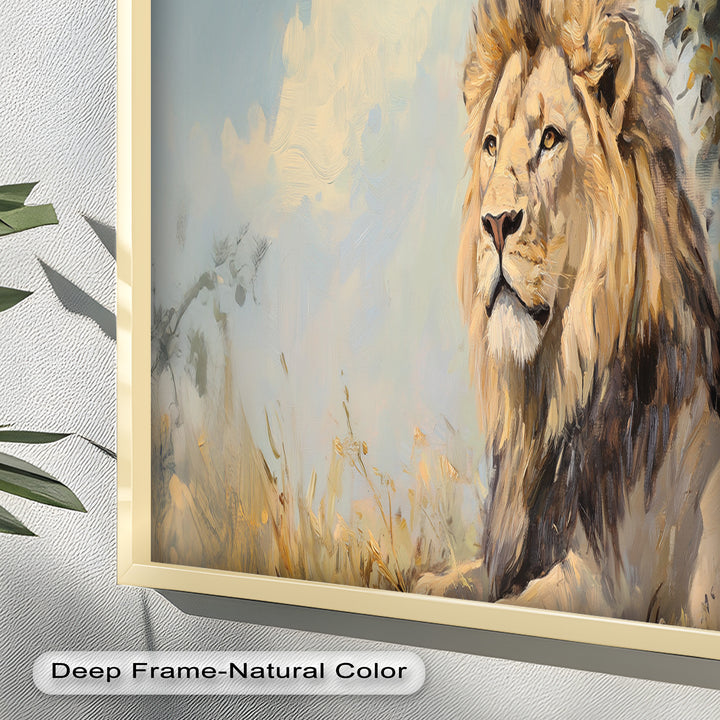 Lion Beneath African Sky - Animal Oil Painting