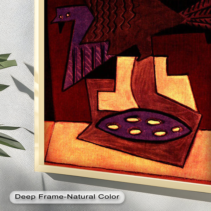 Abstract Bird & Bowl Wall Art – Cubist Oil Painting