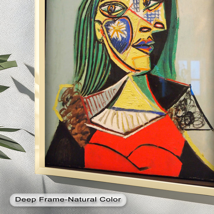 Solar Veil – Cubist Portrait of a Woman in Red Hat Oil Painting